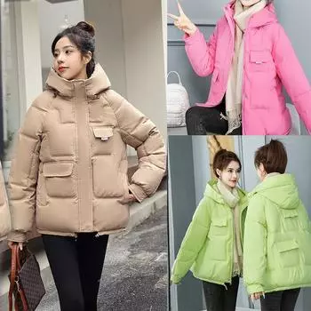 Женское зимнее хлопковое пальто, утолщенное, набитое, дамская толстая стеганая куртка с длинным рукавом, застежка-молния, свободная женская куртка-пуховик M хаки