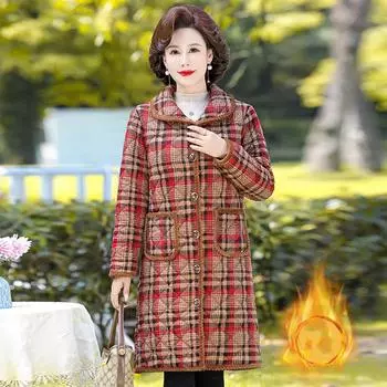 Женское зимнее клетчатое пальто, утолщенное пальто Parker, свободная теплая куртка с капюшоном 6XL