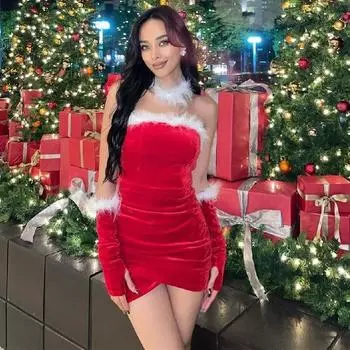 Женское зимнее новое сексуальное рождественское платье Spice Girl Pure Desire Новогоднее платье S красный