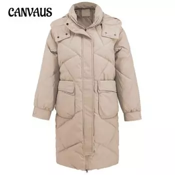 Женское зимнее пальто больших размеров средней длины с вертикальным галстуком и длинным рукавом, теплое тонкое пальто S чёрный