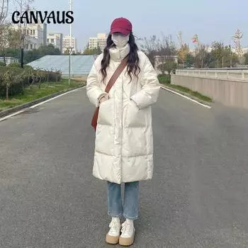 Женское зимнее пальто больших размеров, куртка средней длины из плотного хлопка M чёрный