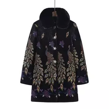 Женское зимнее пальто большого размера с плюшевой подкладкой 3XL чёрный