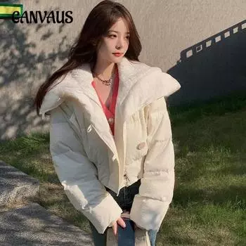 Женское зимнее пальто большого размера, короткое, свободное, модное, из хлопка, утолщенная куртка S розы красного