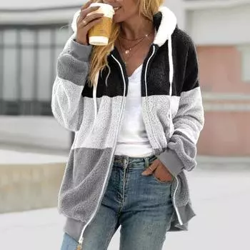 Женское зимнее пальто, цветная толстая плюшевая куртка с капюшоном, длинными рукавами, эластичными манжетами и подолом на завязках, верхняя одежда для холодной погоды S вино красного