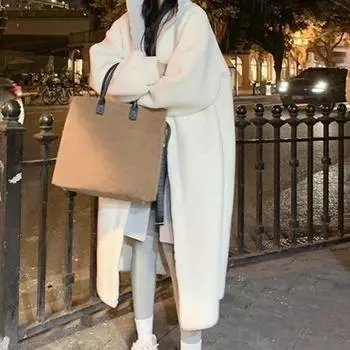 Женское зимнее пальто, имитация двухкомпонентного с капюшоном, цветные блоки, длинный рукав, свободная длина до колена, толстое плюшевое теплое однобортное красное пальто с завязками S серый