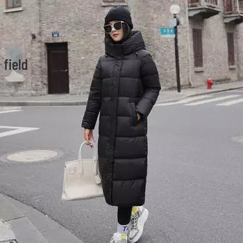 Женское зимнее пальто из гусиного пуха белого цвета длиной выше колена 2024 года M кларет