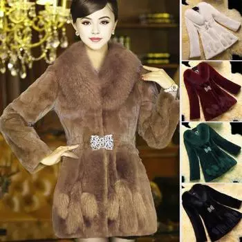 Женское зимнее пальто из искусственного меха средней длины со стразами, эластичная узкая талия, однотонная плотная верхняя одежда, куртка для выпускного бала знаменитостей 4XL