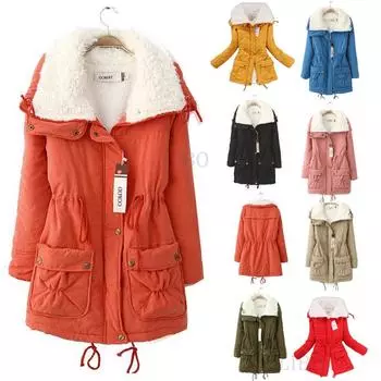 Женское зимнее пальто из шерпы со шнуровкой и воротником с отворотом, стеганая куртка, тонкая однотонная теплая куртка, верхняя одежда L армия зеленый