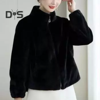 Женское зимнее пальто из толстого искусственного меха с отложным воротником, короткий кардиган на молнии с длинными рукавами, утепленная верхняя одежда, школьная куртка для активного отдыха L темно-серого