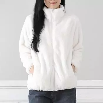 Женское зимнее пальто из толстого плюша с воротником-стойкой, защитой шеи, сохраняющее тепло, с длинными рукавами и карманами, куртка для поездок на работу и обратно L светло-синий