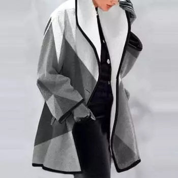 Женское зимнее пальто контрастного цвета, повседневный кардиган с отложным воротником, свободное тепло, корейский стиль, длина миди, большие размеры, женское пальто для покупок 2XL оранжевый