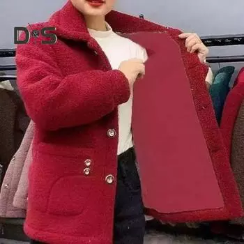 Женское зимнее пальто, мягкое, толстое, плюшевое, однотонное, с карманами, винтажная теплая морозостойкая однобортная женская уличная куртка с длинными рукавами с лацканами 3XL