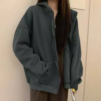 Женское зимнее пальто на молнии с толстым капюшоном и длинным рукавом на шнурке, свободные однотонные карманы с эластичными манжетами, женская осенняя куртка M королевский синий