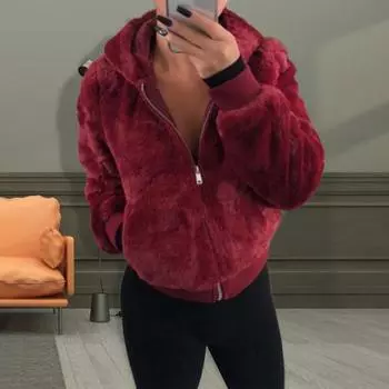 Женское зимнее пальто, однотонное кардиган на молнии с длинными рукавами и капюшоном, толстая теплая женская зимняя куртка на молнии для покупок 2XL абрикосовый