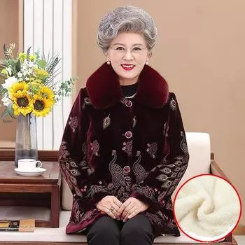 Женское зимнее пальто с бархатом, утолщенные хлопковые куртки, парки для пожилых и пожилых людей, теплая куртка для бабушек, пальто большого размера XL