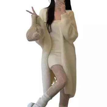 Женское зимнее пальто с длинными рукавами, утолщенное плюшевое, однотонное, длиной до середины икры, уютный кардиган с защитой от ветра и температурным фиксатором S розовый