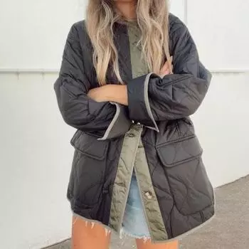 Женское зимнее пальто с двойными карманами, свободное, подходящее по цвету, однобортное, средней длины, повседневное S оранжевый