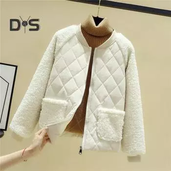 Женское зимнее пальто с двойными карманами, флисовая лоскутная подкладка, толстый круглый вырез, длинные рукава, застежка-молния, теплая верхняя одежда для отдыха на открытом воздухе M розовый