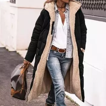 Женское зимнее пальто с капюшоном и боковыми карманами, двухсторонняя носимая куртка, облегающая, средней длины, застежка-молния, утепленная, повседневная верхняя одежда для активного отдыха M вино красного