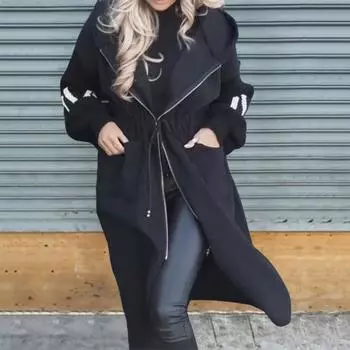 Женское зимнее пальто с капюшоном и боковыми карманами, лоскутное вязаное верхнее пальто с буквенным узором S абрикосовый