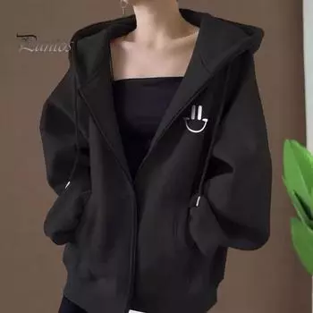 Женское зимнее пальто с капюшоном и боковыми карманами, толстая плюшевая подкладка, застежка-молния, затягивающийся шнурок, верхняя одежда с длинным рукавом, ветрозащитная, сохраняющая тепло куртка для активного отдыха чёрный