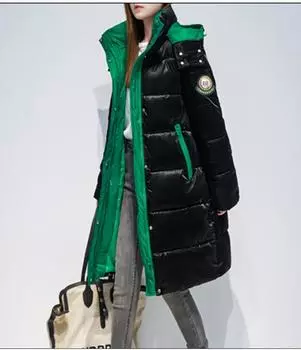 Женское зимнее пальто с капюшоном контрастного цвета, большой карман, глянцевое ветрозащитное теплое пальто, куртка-пуховик, парки с хлопковой подкладкой, пальто 2XL красный