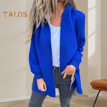 Женское зимнее пальто с капюшоном, плотная застежка-молния, однотонные эластичные манжеты, средняя длина, длинные рукава, термобелье для повседневной носки, шерстяное пальто M верблюд