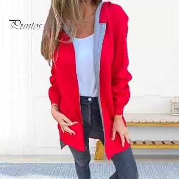 Женское зимнее пальто с капюшоном, плотная застежка-молния, однотонные эластичные манжеты, средняя длина, длинные рукава, термобелье для повседневной носки, шерстяное пальто M верблюд