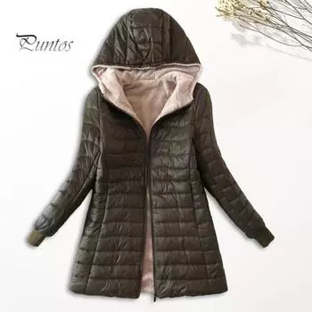 Женское зимнее пальто с капюшоном, толстая плюшевая подкладка, облегающий крой, ветрозащитная застежка-молния, длинные рукава, эластичные манжеты, уличная куртка, повседневная одежда, термобелье M серый