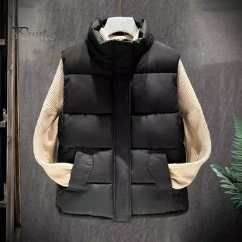 Женское зимнее пальто с карманами, застежкой-молнией, воротником-стойкой, без рукавов, однотонный жилет для отдыха на открытом воздухе и спорта M хаки