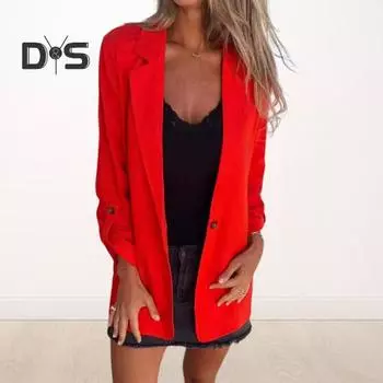 Женское зимнее пальто с отложным воротником и карманами, однотонный кардиган с открытой строчкой, свободный крой, верхняя одежда, термобелье с длинными рукавами, зимняя куртка для поездок на работу и свиданий M красный