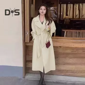 Женское зимнее пальто с поясом, отложным воротником и карманами, однотонный кардиган средней длины, термобелье с длинными рукавами, для поездок на работу и свиданий, зимнее пальто S чёрный