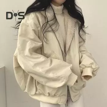 Женское зимнее пальто с толстой флисовой подкладкой, свободный капюшон, длинные рукава, однотонный двусторонний покрой, застежка-молния, куртка для работы, свиданий и путешествий S абрикосовый