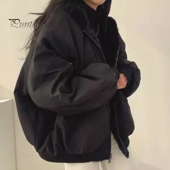 Женское зимнее пальто с толстой флисовой подкладкой, свободный капюшон, длинные рукава, однотонный двусторонний покрой, застежка-молния, куртка для работы, свиданий и путешествий S синий