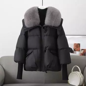 Женское зимнее пальто с воротником-стойкой из хлопка S белый