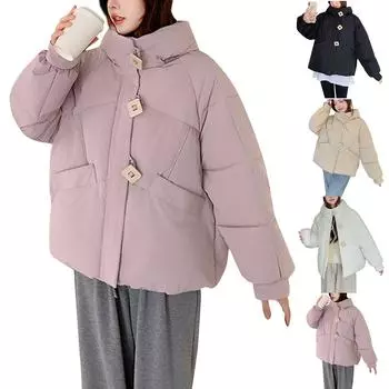 Женское зимнее пальто, теплая куртка с капюшоном, женские утепленные легкие пальто, женская верхняя одежда L чёрный