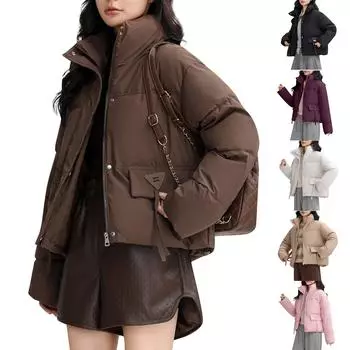 Женское зимнее пальто, теплая куртка с капюшоном, женские утепленные легкие пальто, женская верхняя одежда L чёрный