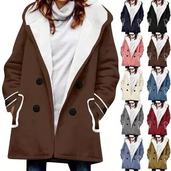 Женское зимнее пальто, теплое мохнатое пуховое пальто с капюшоном и пуговицами, куртка XXXL бежевый