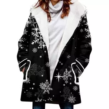 Женское зимнее пальто, теплое мохнатое пуховое пальто с капюшоном и пуговицами, куртка XL чёрный