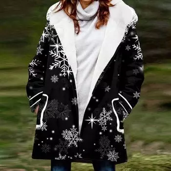 Женское зимнее пальто, теплое мохнатое пуховое пальто с капюшоном и пуговицами, куртка XL чёрный