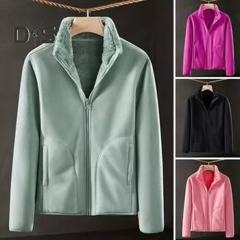 Женское зимнее пальто, толстое, мягкое, плюшевое, теплое, воротник-стойка, защита шеи, длинный рукав, морозостойкие карманы, женская теплая куртка 3XL чёрный