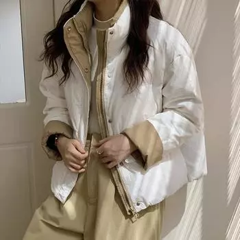 Женское зимнее пальто-тренч, новое модное хлопковое пальто, популярный дизайн, короткая хлопковая куртка, маленькая пуховая хлопковая куртка, куртка S белый