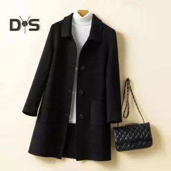 Женское зимнее пальто в деловом стиле с отложным воротником, однобортное пальто средней длины, куртка для поездок на работу, однотонная плотная верхняя одежда M красный