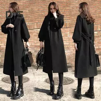 Женское зимнее пальто в деловом стиле с отложным воротником, на двух пуговицах, длиной до икры, куртка для поездок на работу, однотонная плотная верхняя одежда M красный