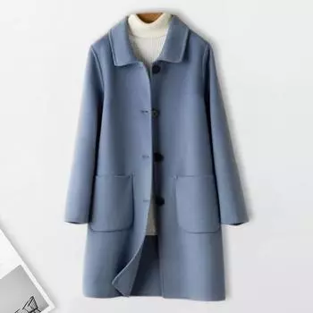 Женское зимнее пальто Yousheng, официальное, деловое, с отложным воротником, однобортное, средней длины, куртка для поездок на работу, однотонная, плотная верхняя одежда M красный