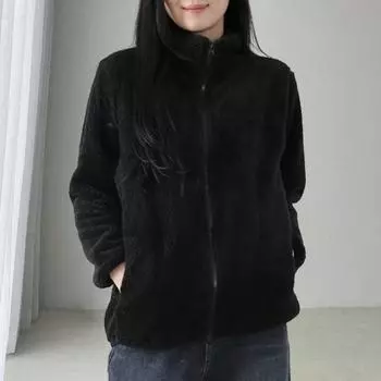 Женское зимнее пальто Yousheng, толстый плюшевый воротник-стойка, защита шеи, сохранение тепла, длинные рукава, карманы, куртка для поездок на работу и обратно L розовый