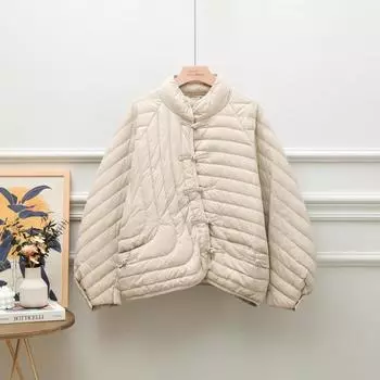 Женское зимнее повседневное женское свободное однотонное белое пуховое пальто из утиного пуха, легкая стеганая парка, верхняя одежда, женское однобортное пальто с воротником-стойкой M чёрный