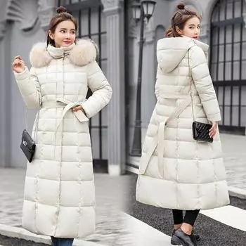 Женское зимнее пуховое пальто, одежда с хлопковой подкладкой, утепленное пуховое повседневное зимнее пальто, длинная куртка, парка на пуху M красный