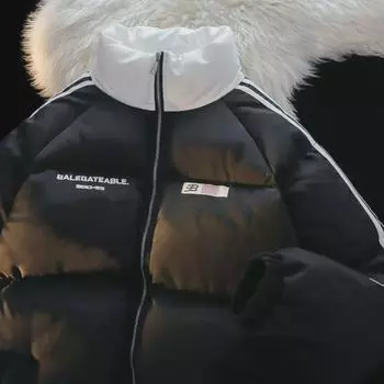 Женское зимнее пуховое пальто в полоску с изображением американского флага — толстое, теплое, модное, хлопковое, в уличном стиле, идеально подходит для пар L синий