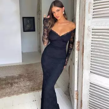 Женское зимнее сексуальное темпераментное элегантное платье с одной линией плеча в стиле пэчворк с длинными рукавами S красный